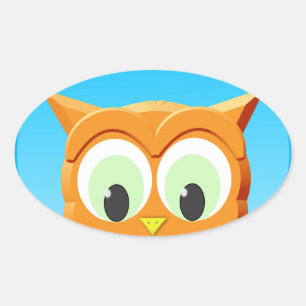Sticker Ovale Face D'Une Petite Chouette