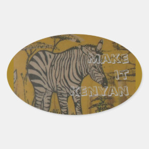 Sticker Ovale Faites-le Kenyan Wild Life African Safari Zebra