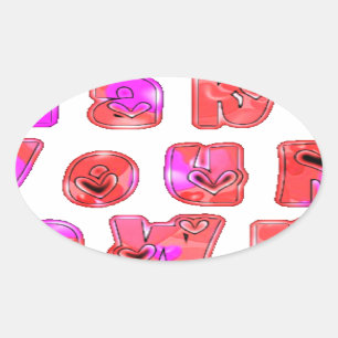 Sticker Ovale Faites votre propre coeur Art Design d'impression
