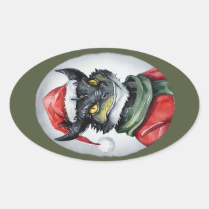 Sticker Ovale Favoris de Noël animal amusant - Dragon 1