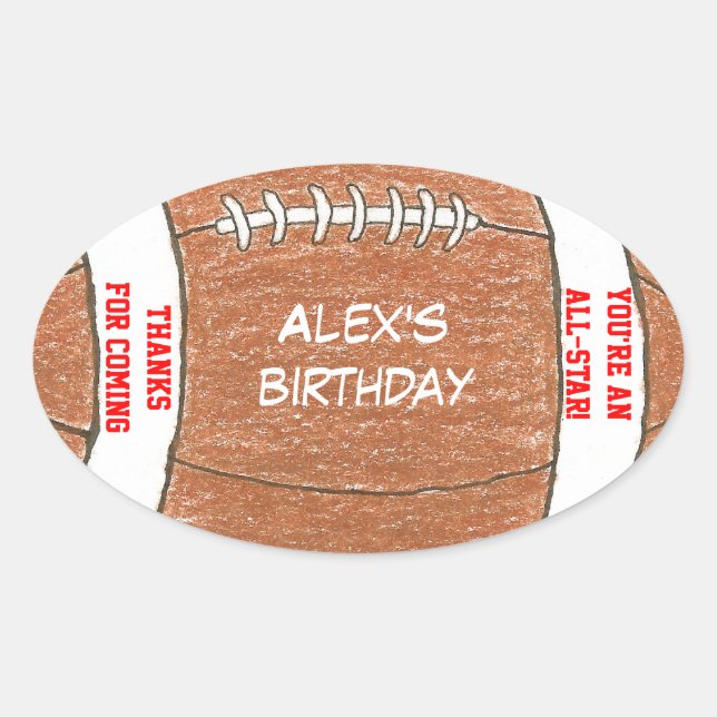 Sticker Ovale Fête d'anniversaire de football en faveur du étiqu (Devant)