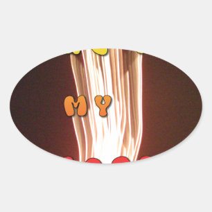 Sticker Ovale Feu dans mon coeur feux d'artifice lumineux Hakuna