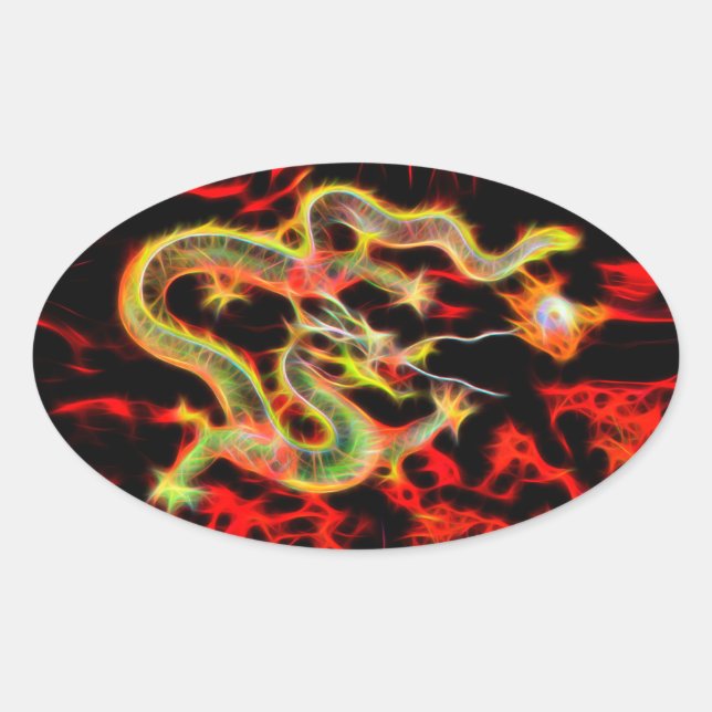 Sticker Ovale Feu de dragon sur Lucky Energy (Devant)