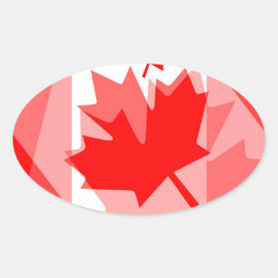 Sticker Ovale Feuille d'érable canadienne partout dans Style CAN