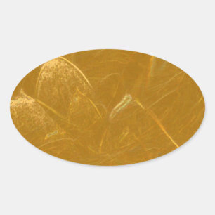 Sticker Ovale Feuille d'or en cuivre : Lotus Design gravé