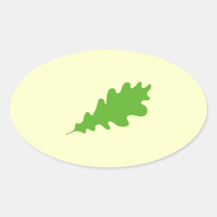 Sticker Ovale Feuille verte, feuilles de chêne Design.