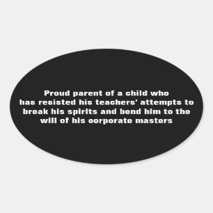 Sticker Ovale Fier parent d'un enfant résistant