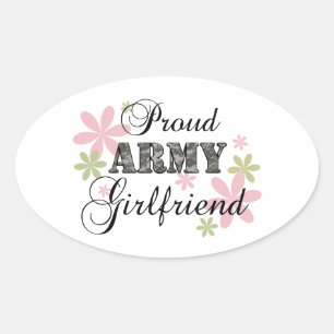 Sticker Ovale Fière amie de l'armée [fl c]