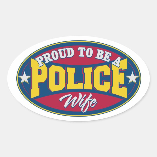 Sticker Ovale Fière d'être une femme de police (Devant)