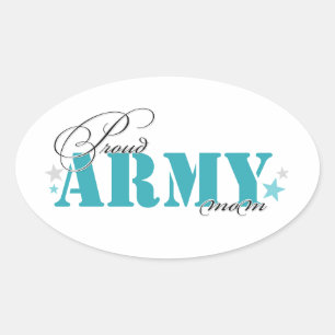 Sticker Ovale Fière maman de l'armée
