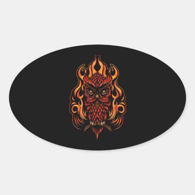 Sticker Ovale Fire owl (Devant)