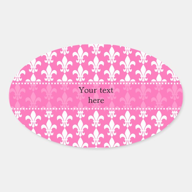 Sticker Ovale Fleur de Lis rose blanc et chaud Motif (Devant)