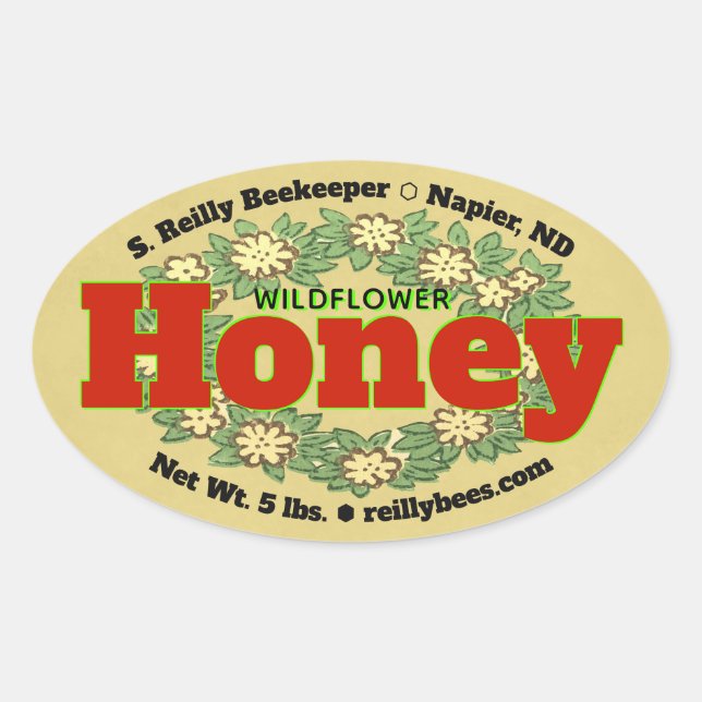 Sticker Ovale Fleur sauvage Wreath Honey Jar (Devant)