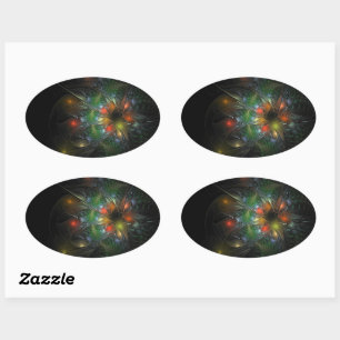 Sticker Ovale Fleurs imaginaires fractales douces et tendres