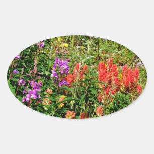 Sticker Ovale Fleurs sauvages des Rocheuses