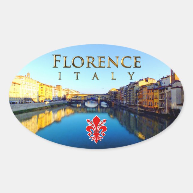 Sticker Ovale Florence - Ponte Vecchio (Devant)