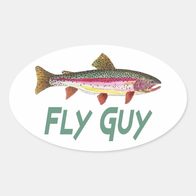 Sticker Ovale Fly de truite arc-en-ciel (Devant)