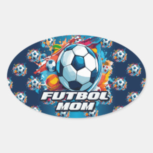 Sticker Ovale Football Maman Motif de balle de football