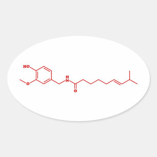 Sticker Ovale Formule chimique moléculaire de capsaïcine de