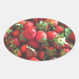 Sticker Ovale Fraises classiques