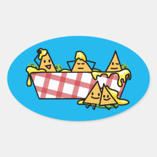 Sticker Ovale Fromage fondu Nachos Jalapeno chips tortilla Nacho