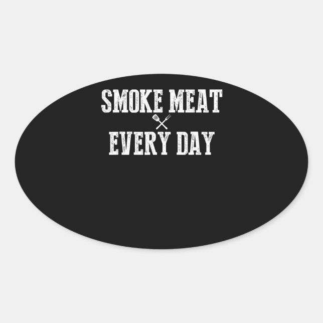 Sticker Ovale Funny Bbq Smoker Accessoire Pitmaster Papa Grillin (Devant)