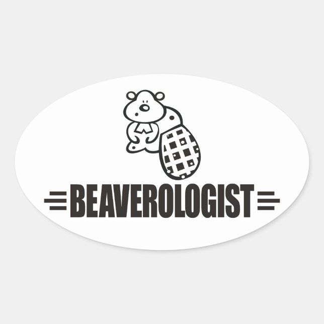 Sticker Ovale Funny Beaver (Devant)