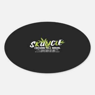 Sticker Ovale Funny Uncle Fumeur de mauvaises herbes Skuncle onc