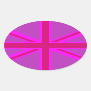 Sticker Ovale Fushia Union Jack rose chaud
