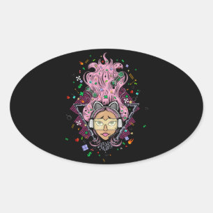 Sticker Ovale Gamer fille