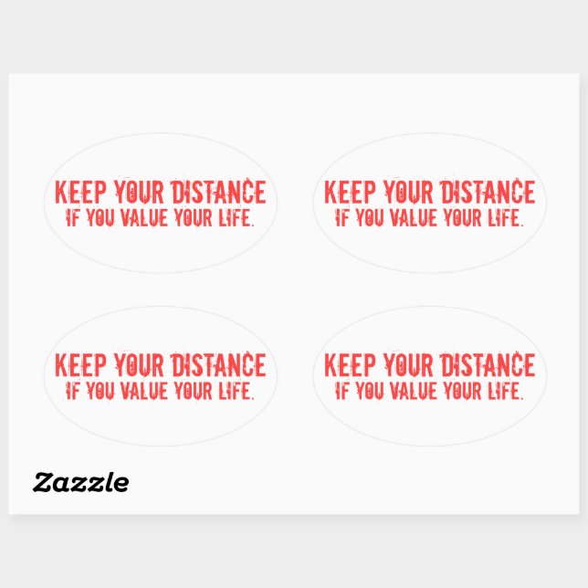 Sticker Ovale garder votre distance (Feuille)