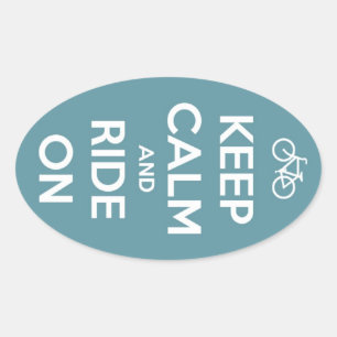 Sticker Ovale Gardez le calme et roulez en bleu