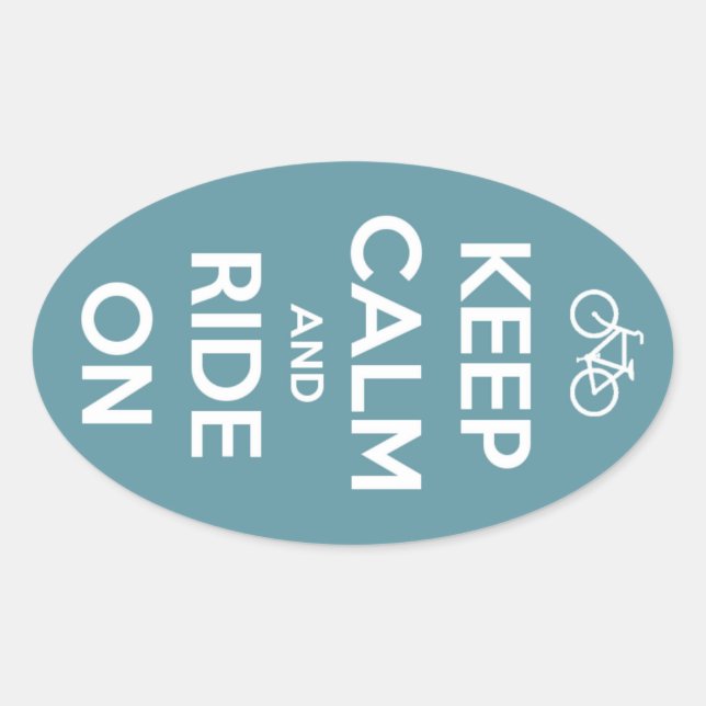 Sticker Ovale Gardez le calme et roulez en bleu (Devant)