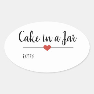 Sticker Ovale Gâteau dans un Jar script blanc personnalisé Stick
