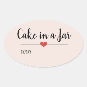 Sticker Ovale Gâteau dans un script Jar blush rose personnalisé