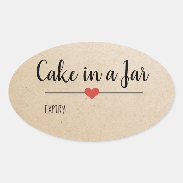 Sticker Ovale Gâteau dans un script Jar kraft personnalisé (Devant)