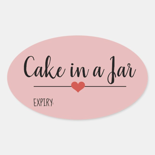 Sticker Ovale Gâteau en pot rose blush (Devant)