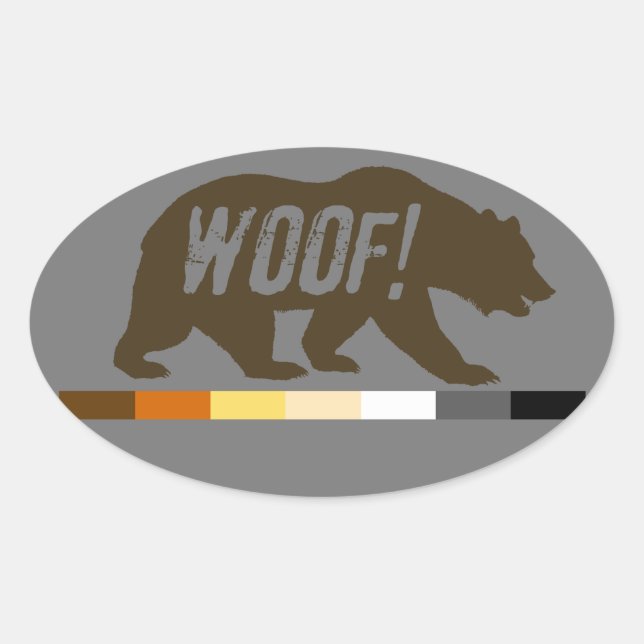 Sticker Ovale Gay Bears Fierté Drapeau Bear Woof (Devant)