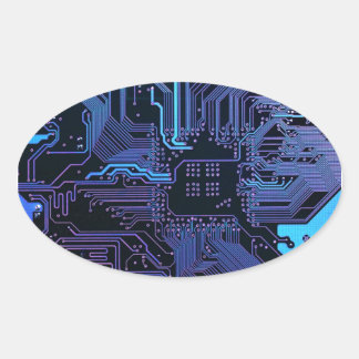 Sticker Ovale Geek Sortie carte de circuit électronique Nerd PCB