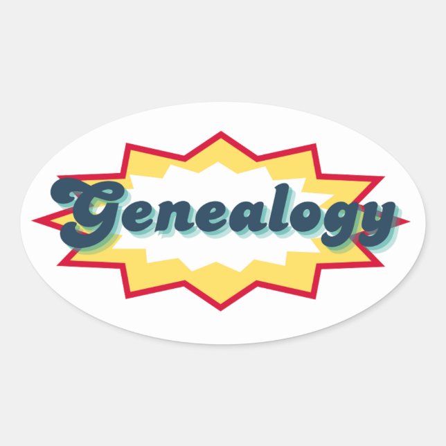 Sticker Ovale Genealogy Sticker, comic book pop design (Devant)