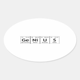 Sticker Ovale GeNiUS Chimie Tableau Périodique Mots