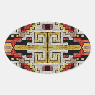 Sticker Ovale Géométhorique Tribal/Motif ethnique
