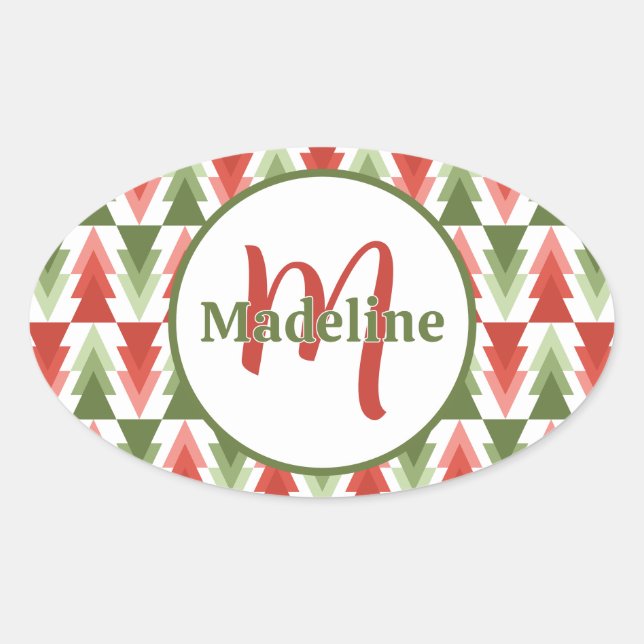 Sticker Ovale Geometric Christmas Tree Grove (Devant)