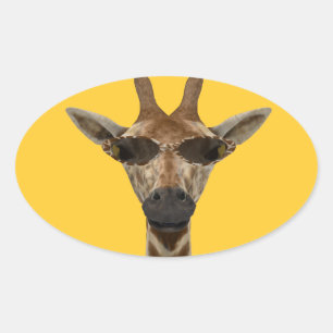 Sticker Ovale Girafe Incognito