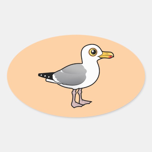Sticker Ovale Goéland à hareng Birdable (Devant)