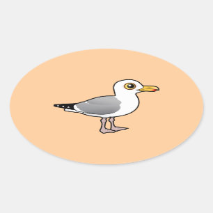 Sticker Ovale Goéland à hareng Birdable