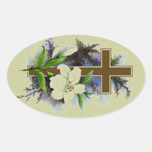 Sticker Ovale Gold Cross