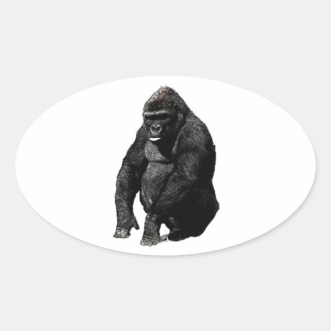 Sticker Ovale Gorilla Pop Art (Devant)