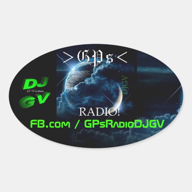 Sticker Ovale GP Radio ! Décalage de voiture (Devant)