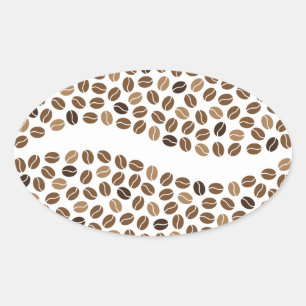 Sticker Ovale grains de café